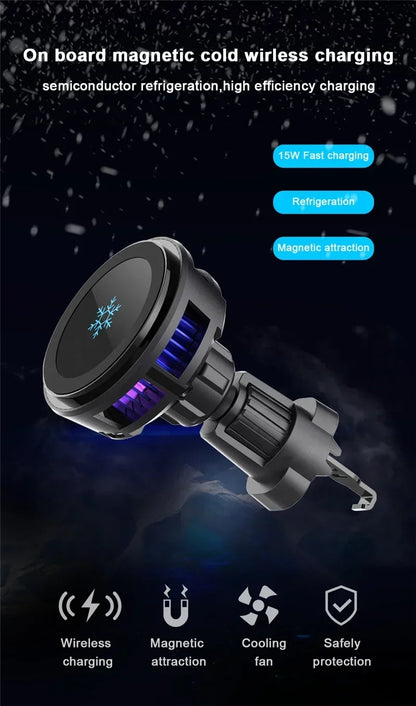 Chargeur Voiture Ultra Complet : Support 360°, Refroidissement, LED RGB, Charge Sans Fil Rapide