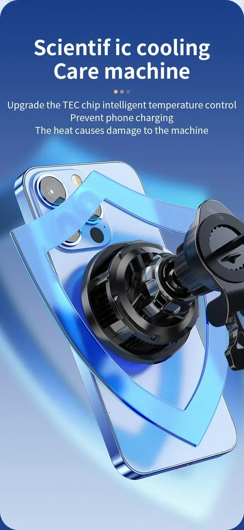 Chargeur Voiture Ultra Complet : Support 360°, Refroidissement, LED RGB, Charge Sans Fil Rapide