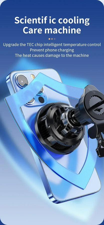 Chargeur Voiture Ultra Complet : Support 360°, Refroidissement, LED RGB, Charge Sans Fil Rapide